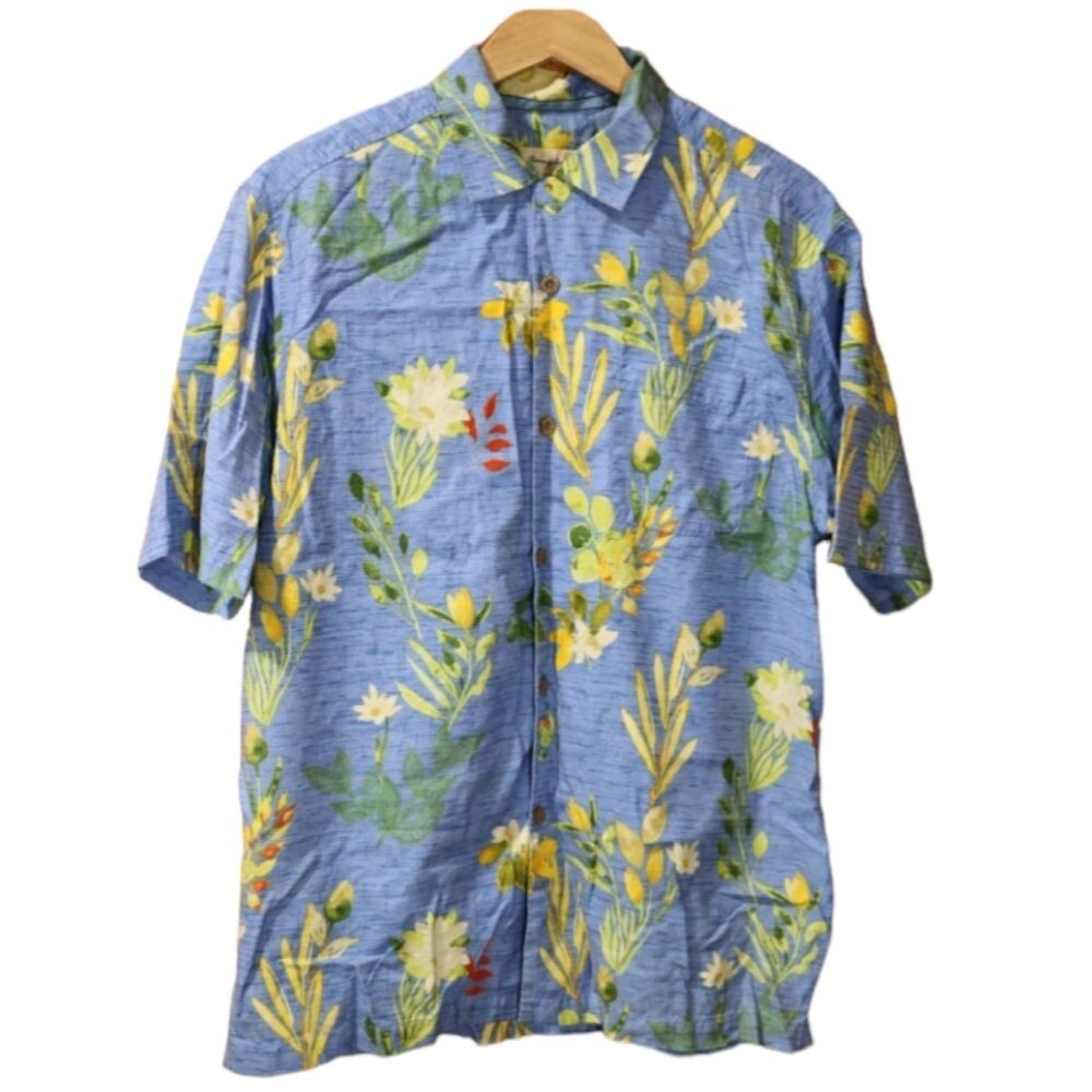 Tommy Bahama Blue Tropical Floral Print Button Down Original Fit Small